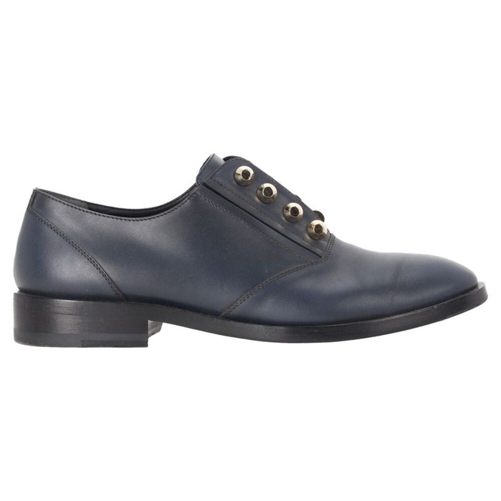 Balenciaga Studded Derby Shoes in Navy Blue Leather